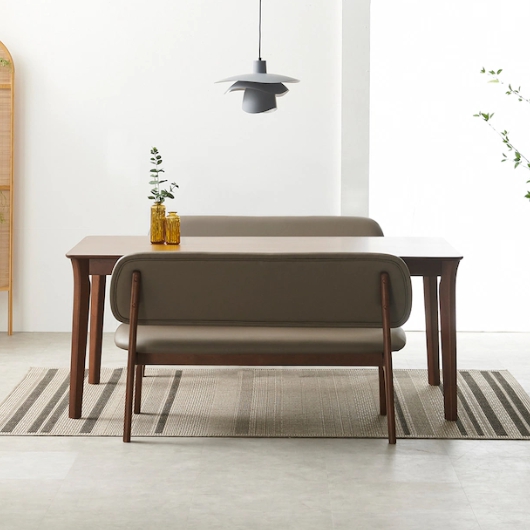 라로퍼니처 레스트 고무나무 원목 낮은 패밀리 식탁 1400 (벤치2개)_이미지