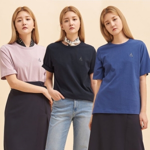  빈폴레이디스 라이트 핑크 빅 로고 자수 반소매 티셔츠_BF0642N01Y 상품이미지
