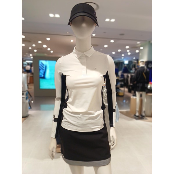 파리게이츠 스마일 러버 배색 카라 긴팔 티셔츠 521F1TO302_WH_이미지