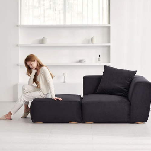 그리드슬립 피르메 팔걸이 아쿠아텍스 패브릭 소파 1인용 (스툴포함)_이미지