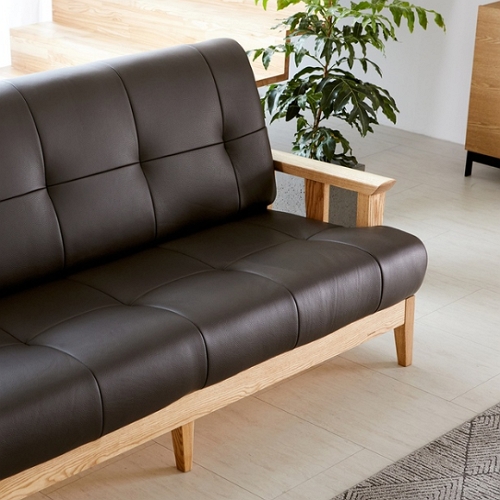 로코코 스칸센 카우 천연가죽 소파 3인용 (스툴포함)_이미지