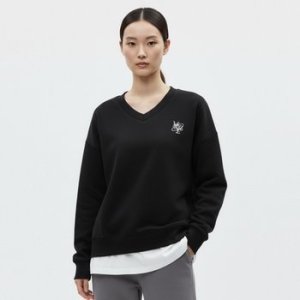 국산 여성 V넥 뮤즈 자수 루즈핏 긴팔 티셔츠 ODA-WSH-20861-버건디