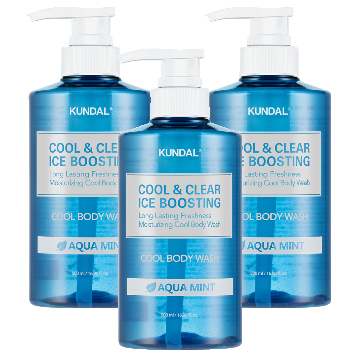 쿤달 쿨 앤 클리어 아이스 부스팅 쿨 바디워시 아쿠아민트 500ml (3개)_이미지