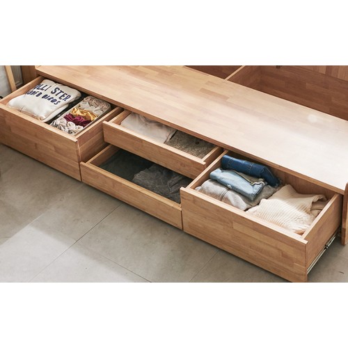 동서가구 이즈 레스트 원목 4서랍 수납 침대 Q (55T볼라텍스독립)_이미지