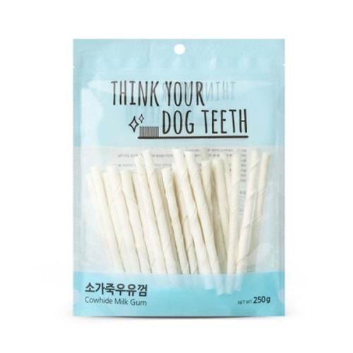더주스 THINK YOUR DOG TEETH 소가죽 우유 스틱껌 44p (2개)