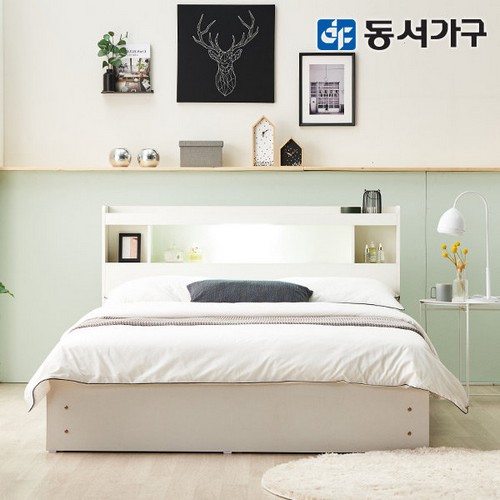 동서가구 펜타 1단 3서랍 LED침대 SS (케미컬폼독립)_이미지