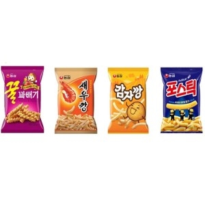 농심 미니믹스 과자선물세트(꿀꽈배기 6개 + 감자깡 6개 + 자갈치 6개 + 포스틱 6개)
