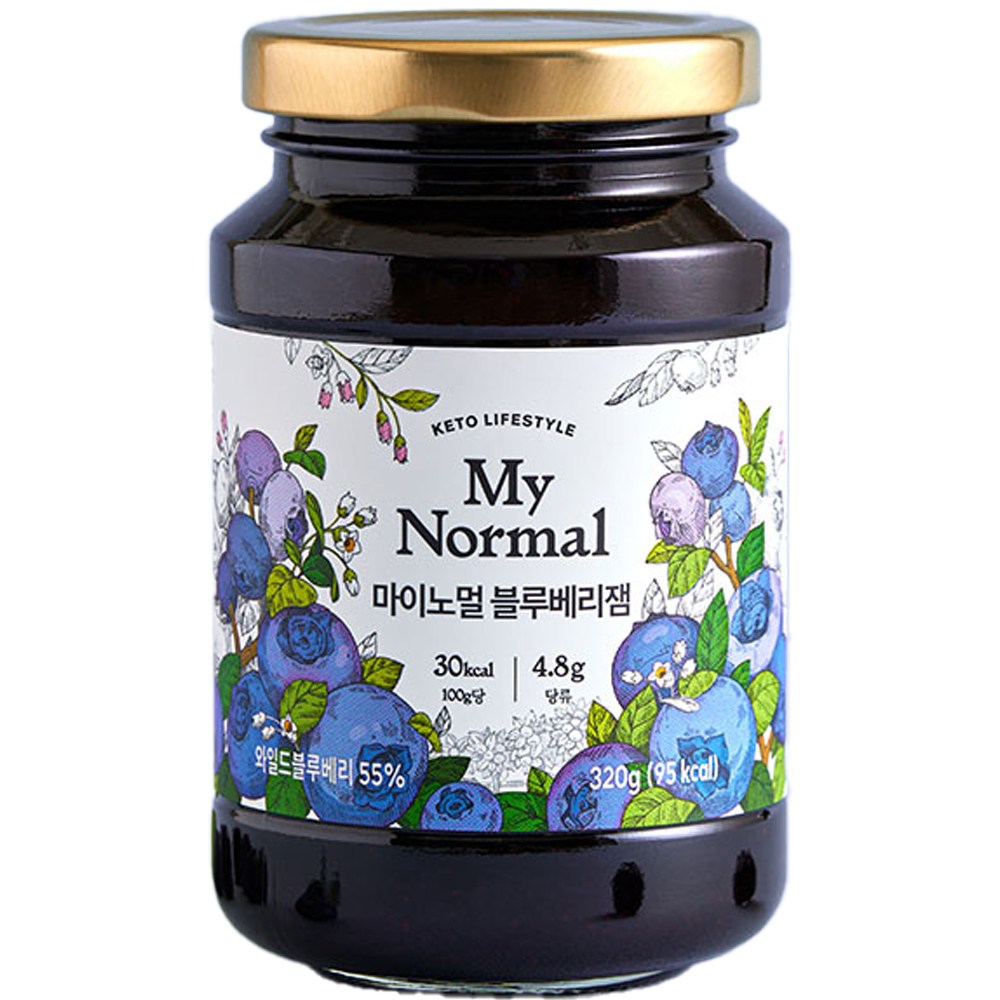 마이노멀 저당 저칼로리 블루베리잼 320g (1개)