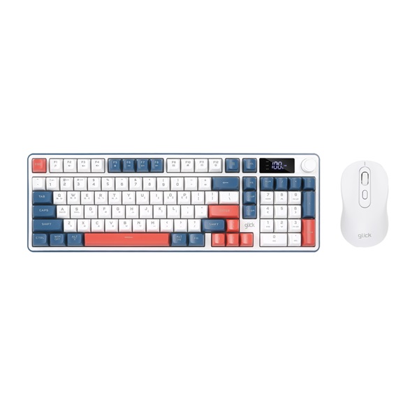 지클릭커 OFFICEPRO WMK90 사일런스 M LCD 98 무선 키보드 마우스 세트 (Gundam)