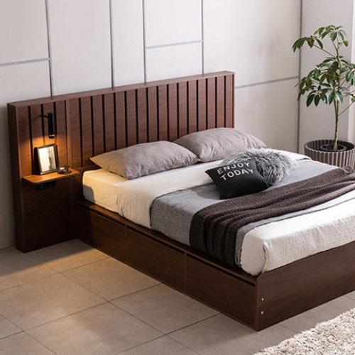 삼익가구 크로네 프리미엄 빅수납 호텔 LED침대 Q+협탁 (매트별도)