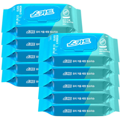 스카트 ㅤ유리 거울 세정 청소티슈 캡형 30매 (10팩)_이미지