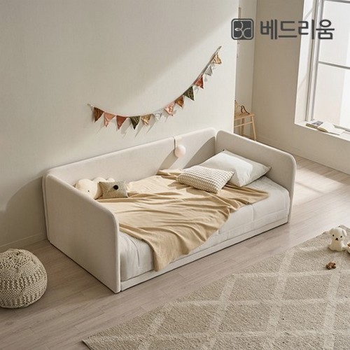 베드리움 라온 패브릭 데이베드 슬림헤드 침대 SS+안전가드 (매트별도)_이미지