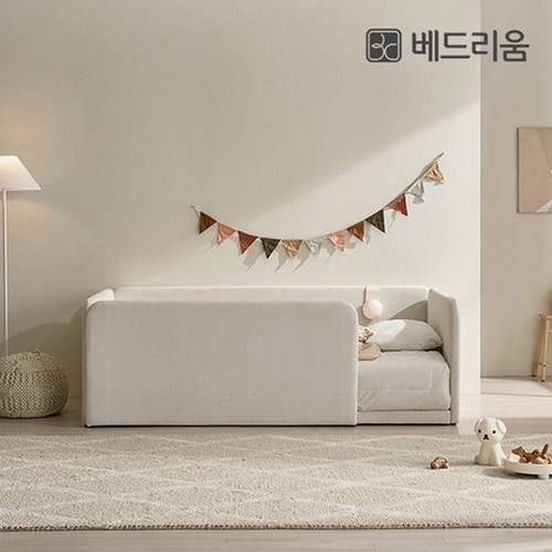 베드리움 라온 패브릭 데이베드 슬림헤드 침대 SS+안전가드 (매트별도)_이미지