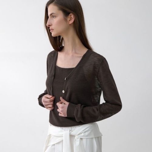 나인 CD-2198 COOLING SLUB TOPCARDIGAN SET S