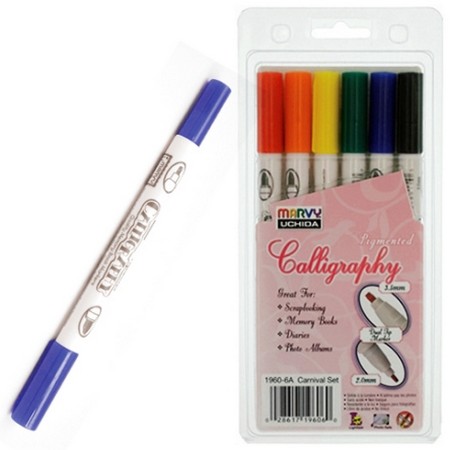 우찌다 캘리그라피 트윈펜 세트 (6색)