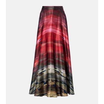 사틴 록산다 프린트 실크 맥시 스커트 P01137458