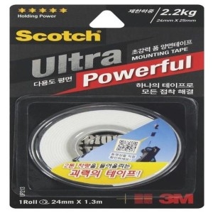 생활용품 초강력 다용도 폼 양면테이프 UP213 1.1mm x 24mm x 1. WT300661517 1EA 자재