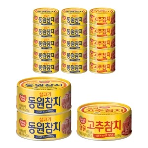 동원F&B 라이트 스탠다드 <b>참치</b> 85g 12개 + <b>고추</b> <b>참치</b> 85g 6개
