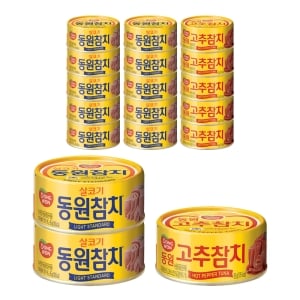 <b>동원</b>F&B 라이트 스탠다드 <b>참치</b> 85g 12개 + 고추 <b>참치</b> 85g 6개