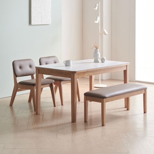 라로퍼니처 노엘 포세린 통세라믹 낮은 식탁 1250 (의자2개+벤치1개)_이미지