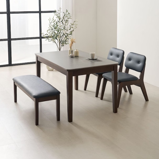 라로퍼니처 노엘 포세린 통세라믹 낮은 식탁 1250 (의자2개+벤치1개)