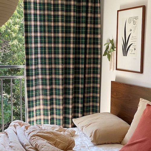 메이커스무브먼트 노르웨이 숲 방한 암막 포근한 기모 체크커튼