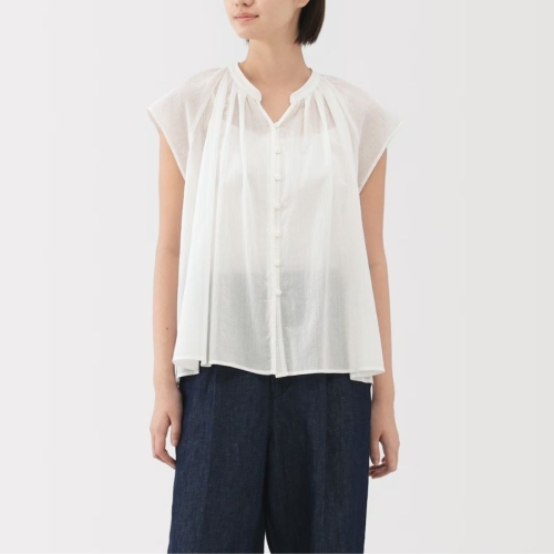 MUJI 여성 강연 보일 프렌치 슬리브 블라우스 4컬러 84787782_이미지