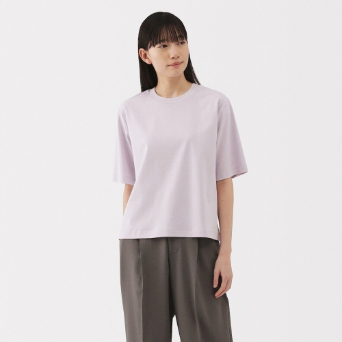 MUJI 여성 시원한 UV 컷 크루넥 와이드 반소매 티셔츠 BB2RGA5S