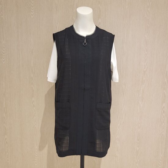 테이프장식넥 집업 베스트 CLCMVT101