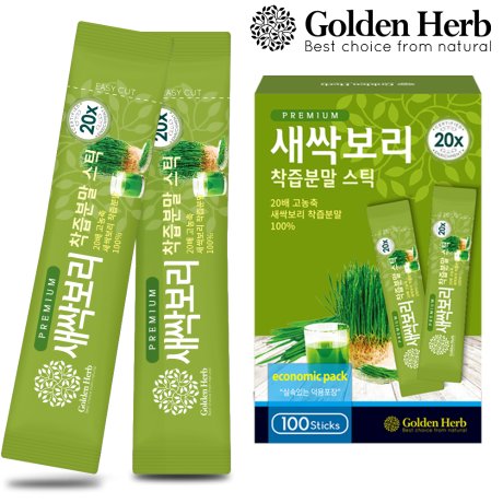 허브인코리아 골든허브 프리미엄 새싹보리 착즙분말 스틱 100포 (1개)