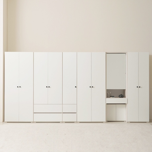 홈인홈 닷츠 PET무광 모듈러 2단서랍 화장대 옷장 세트 1800_이미지