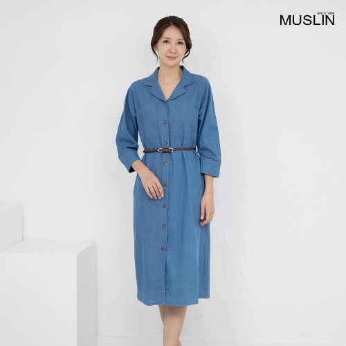 엄마옷 카라 7부 셔츠형 데님원피스 OP613629 중년여성/50대/60대/70대/빅사이즈/할머니옷