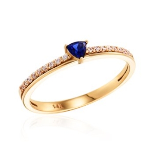 14K 사파이어 트라이 헤일로 큐빅 반지 MNR41472