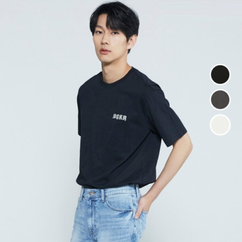 남성 레터링 라운드넥 반팔 티셔츠 B232TS120P