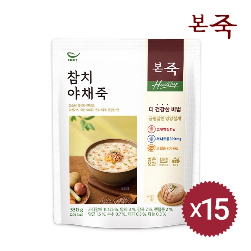 동방푸드마스타 본죽 Healthy 참치야채죽 330g (15개)_이미지