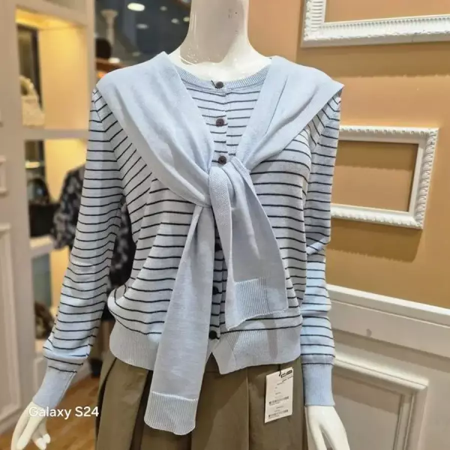 BCBG 비씨비지 가을26 니트 배색 가디건 B6C7K478_이미지